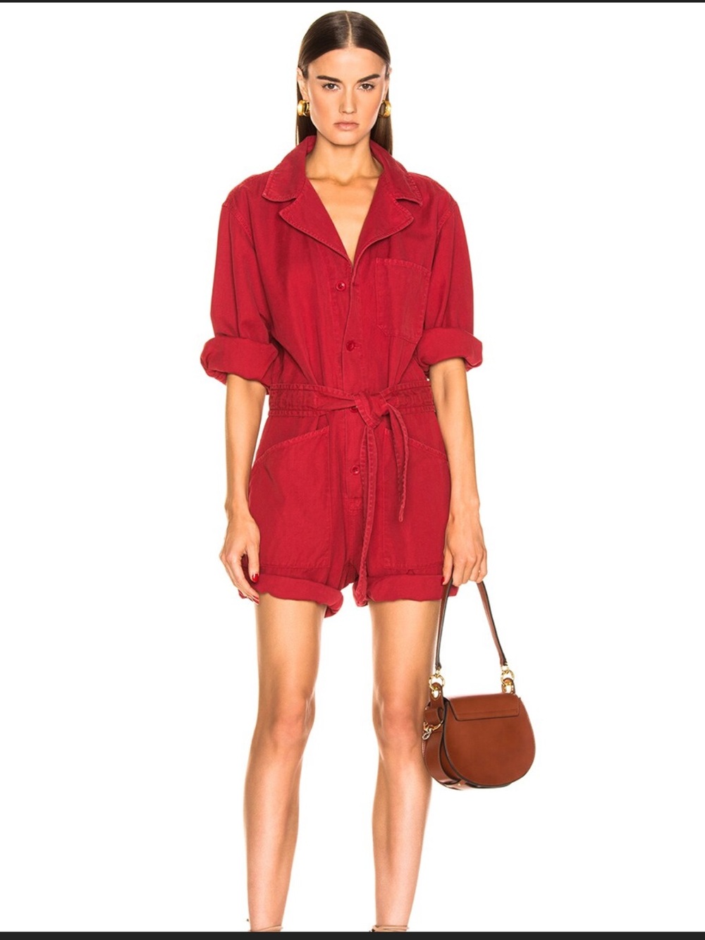 Nili Lotan Ariana Red Belted Jumpsuit